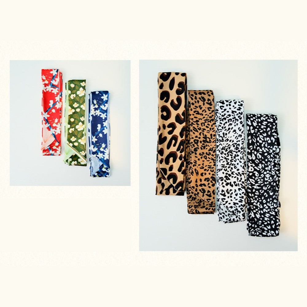 Satin Long Skinny Neck Scarf Necktie Headband Wrap Multi-Purpose Neckerchief - Geometric Print