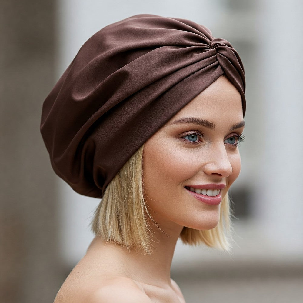 Satin Hair Bonnet for Sleeping Double Layer Hair Wrap Sleep Cap Turban