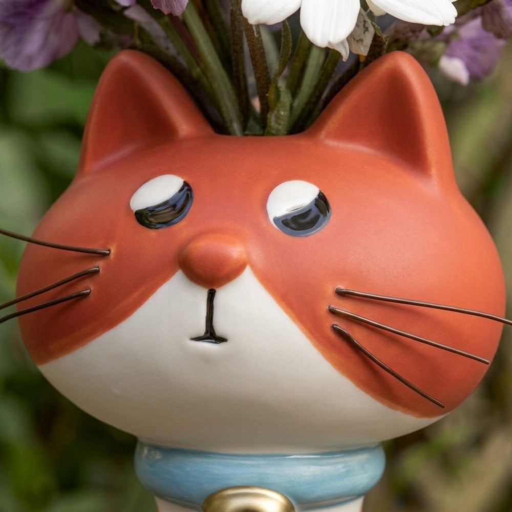 Handcrafted Polyresin Cat Flower Vase – Whimsical Tall Decorative Feline Planter for Home & Garden