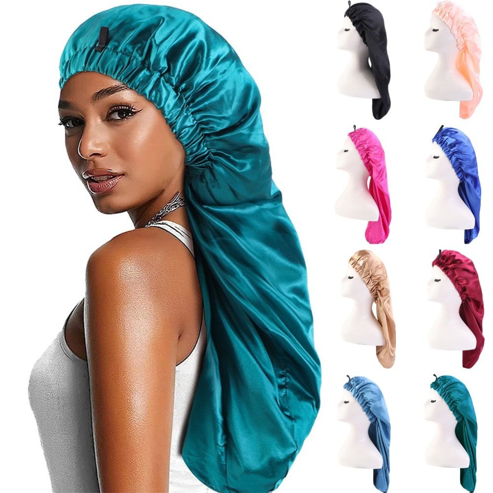 Satin Hair Bonnet for Sleeping Adjustable Sleep Cap for Women Natural Curly Hair