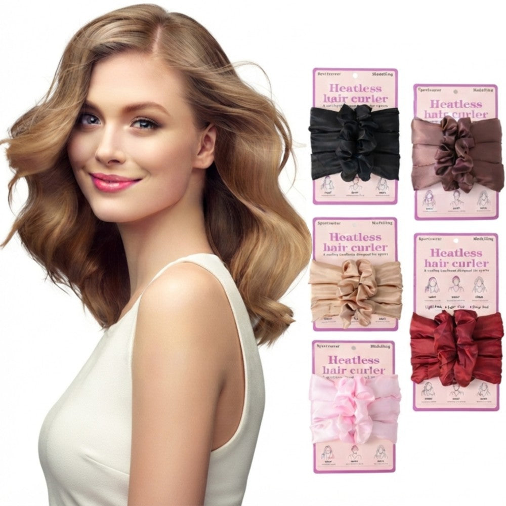 Heatless Hair Curler Headband Satin Overnight Hair Styling Set for Bouncy Waves