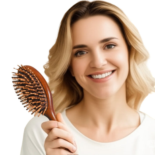 Natural Sandalwood Air Cushion Hair Brush Fine Teeth Scalp Massage Wooden Comb