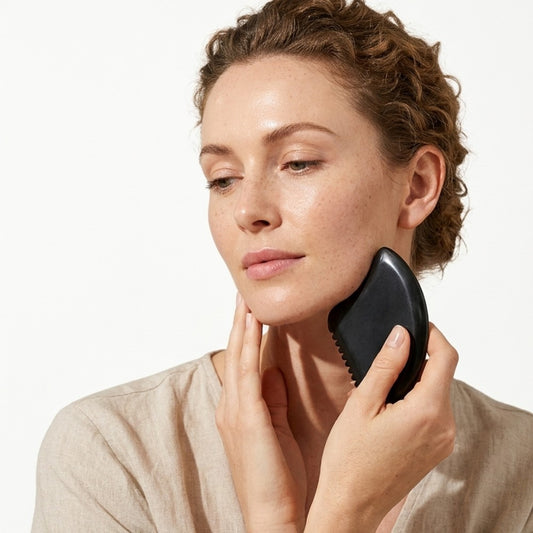 Authentic Bian Stone Gua Sha Facial Lifting Tool | Natural Mineral Face Massager Sculpting Stone for Contour Lymphatic Drainage Puffiness