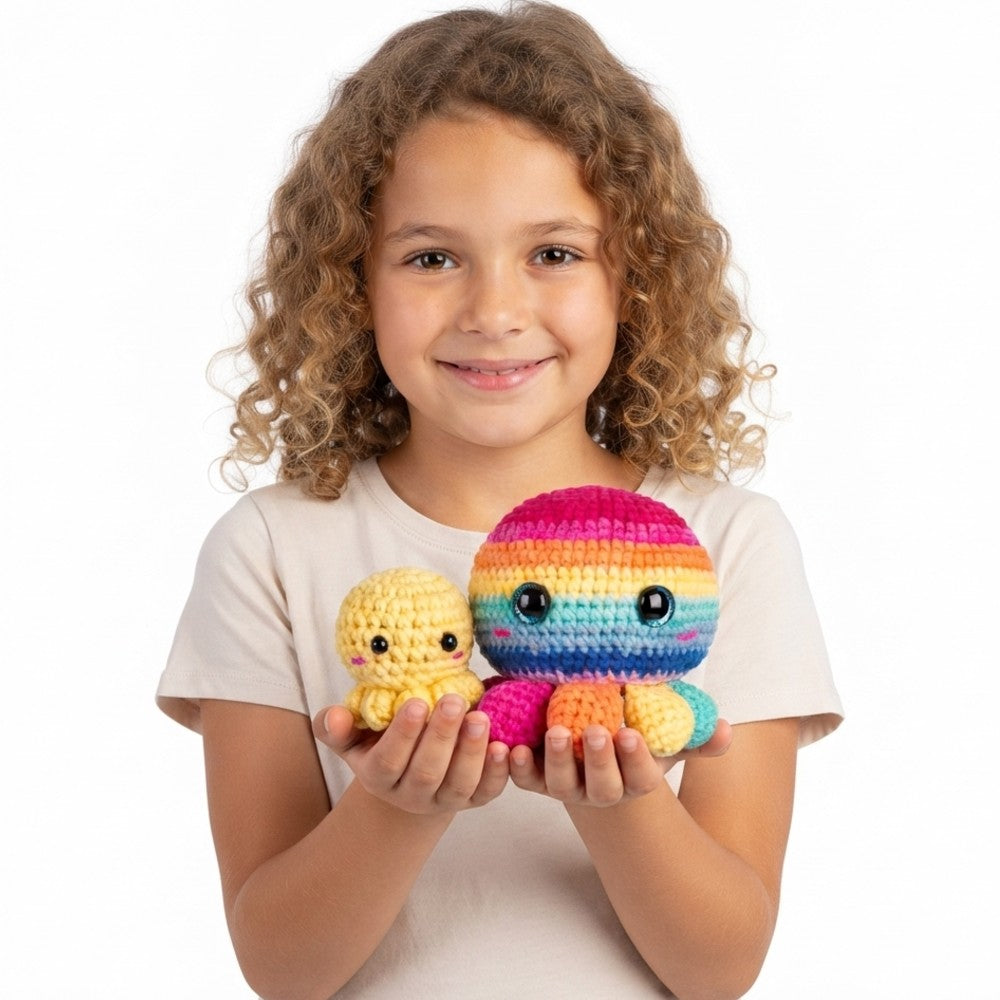 Beginner Crochet Kit - DIY Octopus Craft Set for Adults & Kids Includes Pattern Yarn Crochet Hook & Supplies