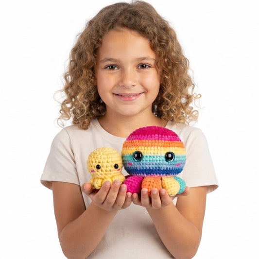 Beginner Crochet Kit - DIY Octopus Craft Set for Adults & Kids Includes Pattern Yarn Crochet Hook & Supplies