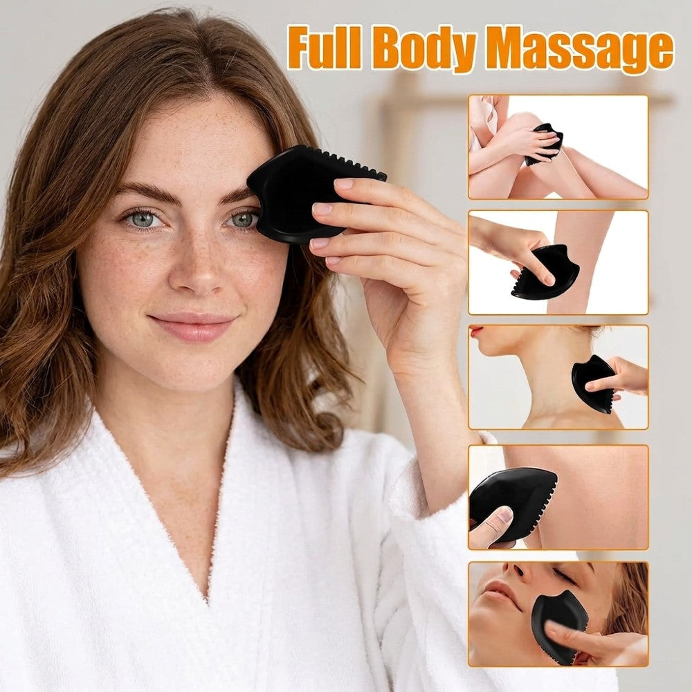 Authentic Bian Stone Gua Sha Facial Lifting Tool | Natural Mineral Face Massager Sculpting Stone for Contour Lymphatic Drainage Puffiness