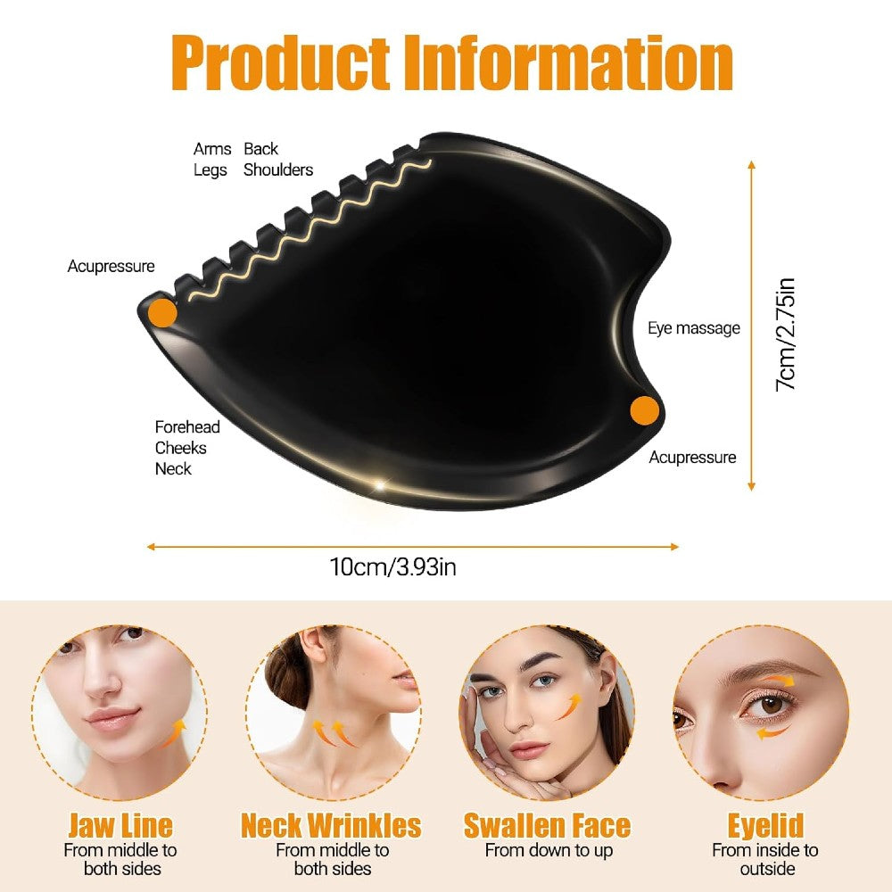 Authentic Bian Stone Gua Sha Facial Lifting Tool | Natural Mineral Face Massager Sculpting Stone for Contour Lymphatic Drainage Puffiness