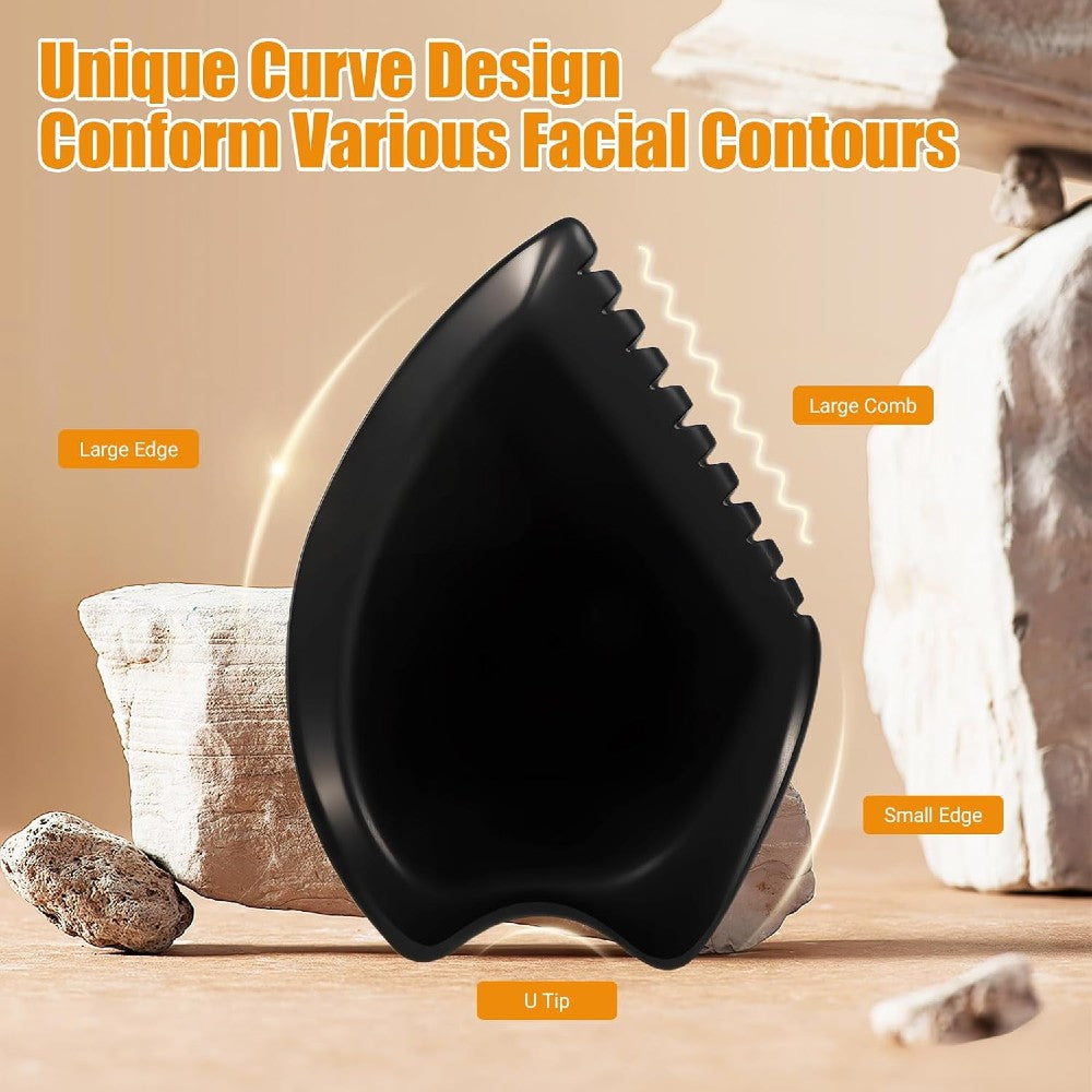 Authentic Bian Stone Gua Sha Facial Lifting Tool | Natural Mineral Face Massager Sculpting Stone for Contour Lymphatic Drainage Puffiness