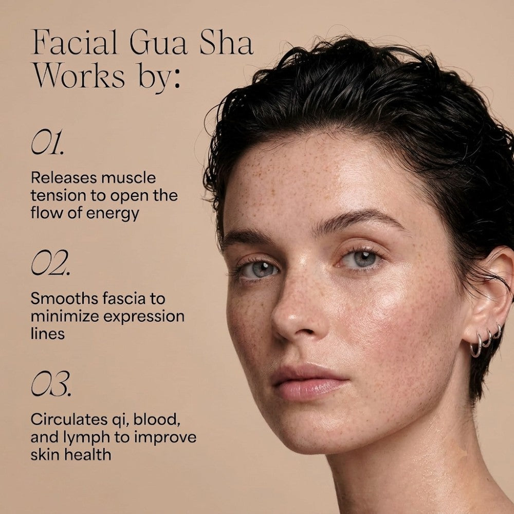 Authentic Bian Stone Gua Sha Facial Lifting Tool | Natural Mineral Face Massager Sculpting Stone for Contour Lymphatic Drainage Puffiness