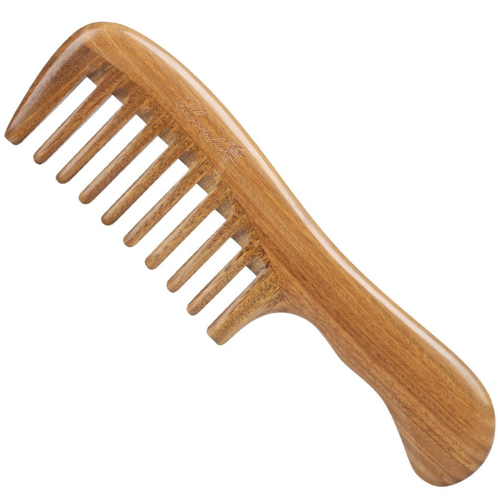 Handmade Wooden Comb with Wide Tooth for Women Sandalwood Detangling Hair Comb