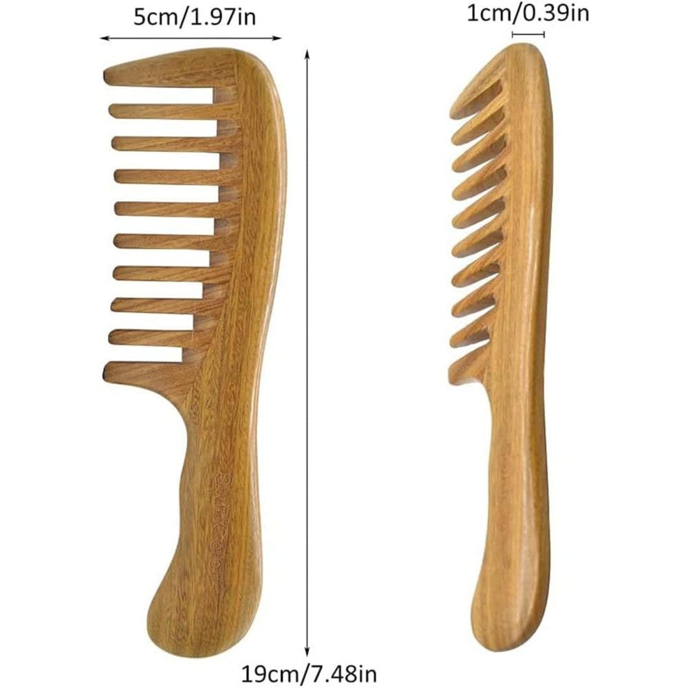 Handmade Wooden Comb with Wide Tooth for Women Sandalwood Detangling Hair Comb