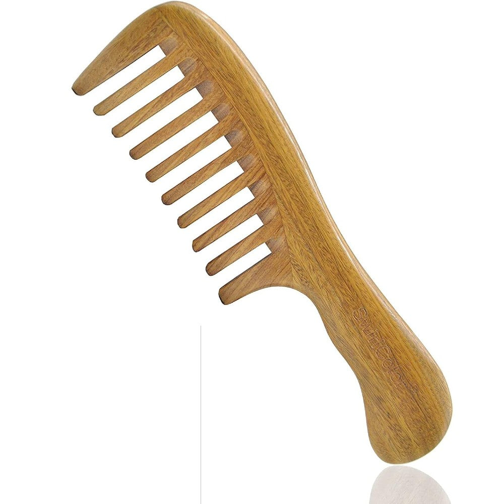 Handmade Wooden Comb with Wide Tooth for Women Sandalwood Detangling Hair Comb