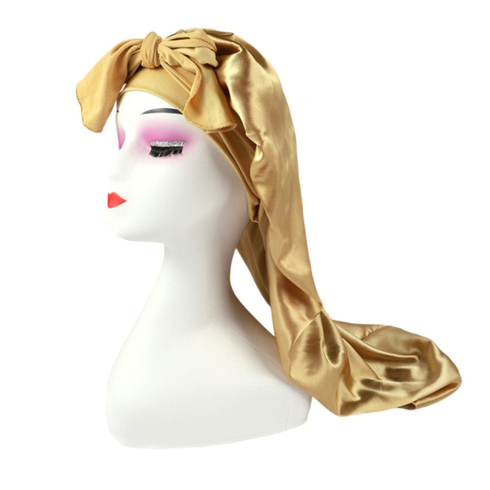 Satin Hair Bonnet for Long Curly Hair - Gold