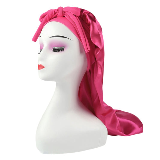 Satin Hair Bonnet for Long Curly Hair - Purple
