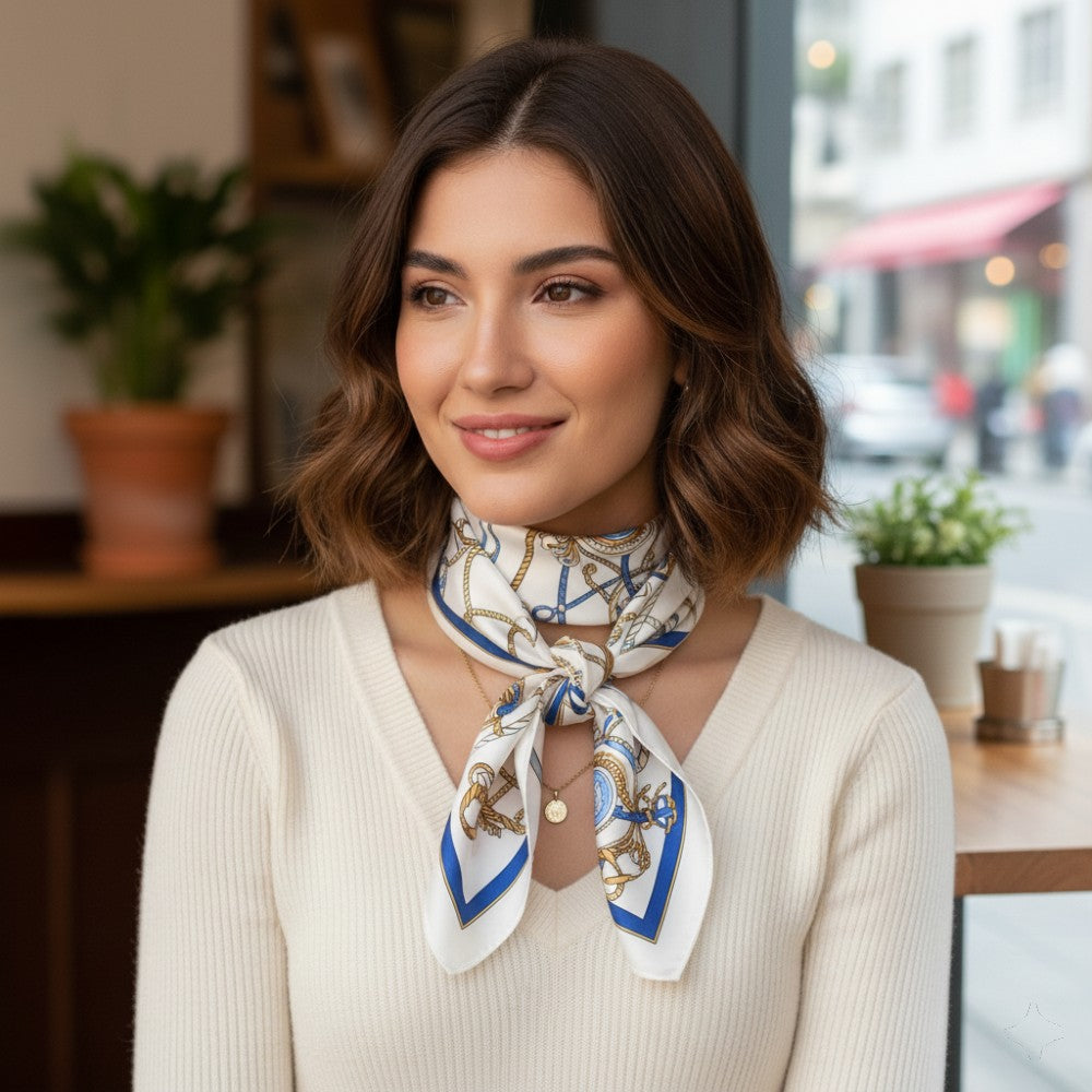 Satin Head Scarf Floral Print A02