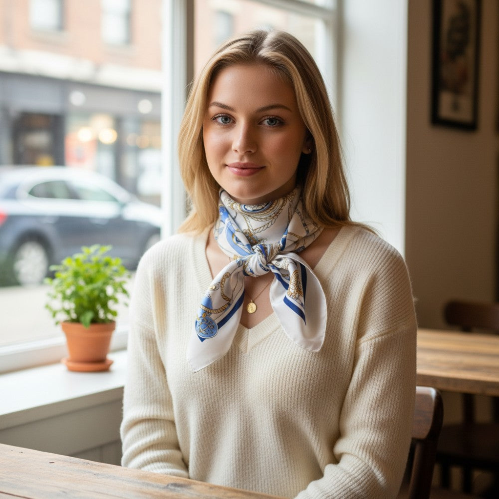 Satin Head Scarf Floral Print A02