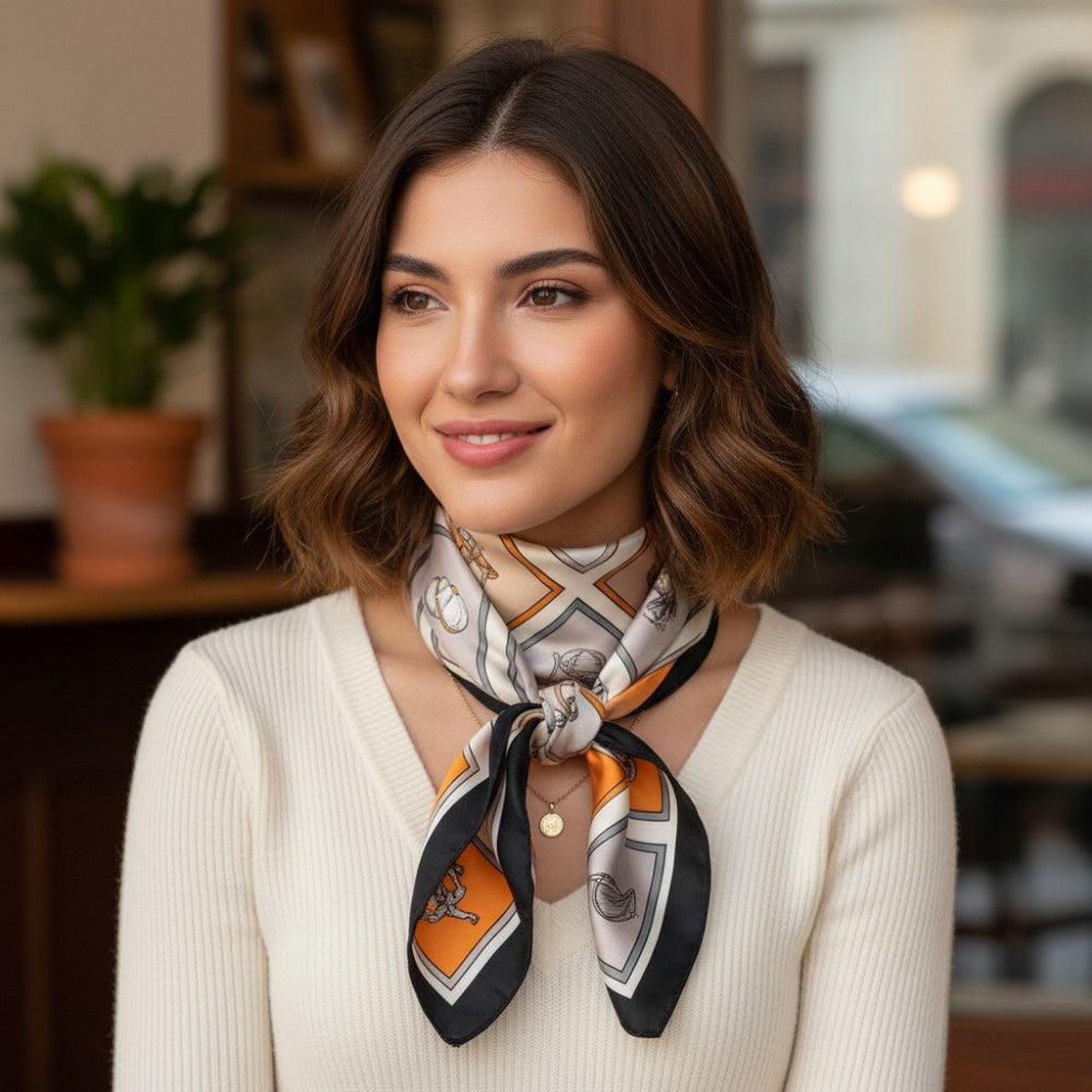 Satin Head Scarf Floral Print A03