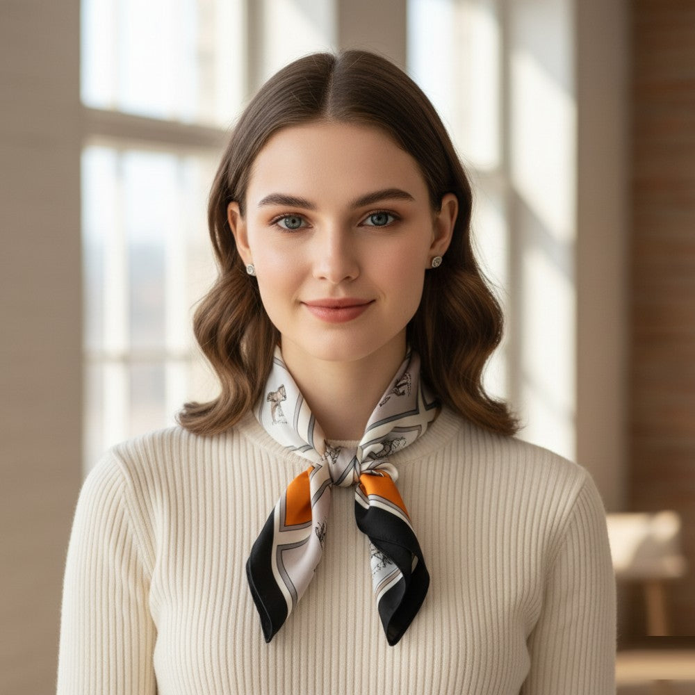 Satin Head Scarf Floral Print A03