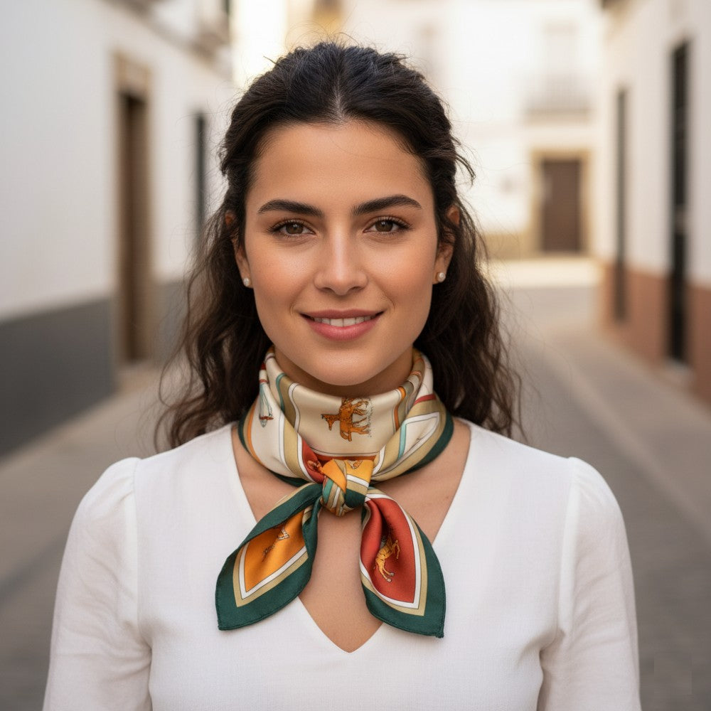 Satin Head Scarf Floral Print A04