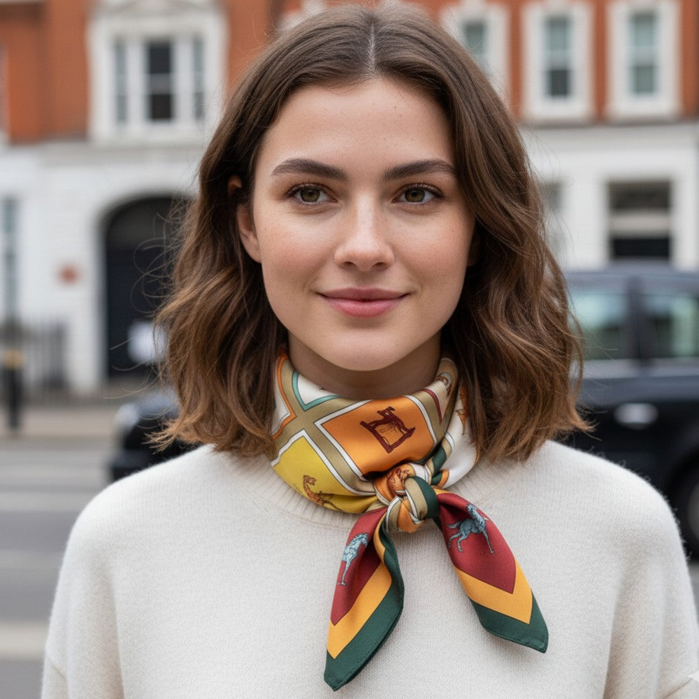 Satin Head Scarf Floral Print A04