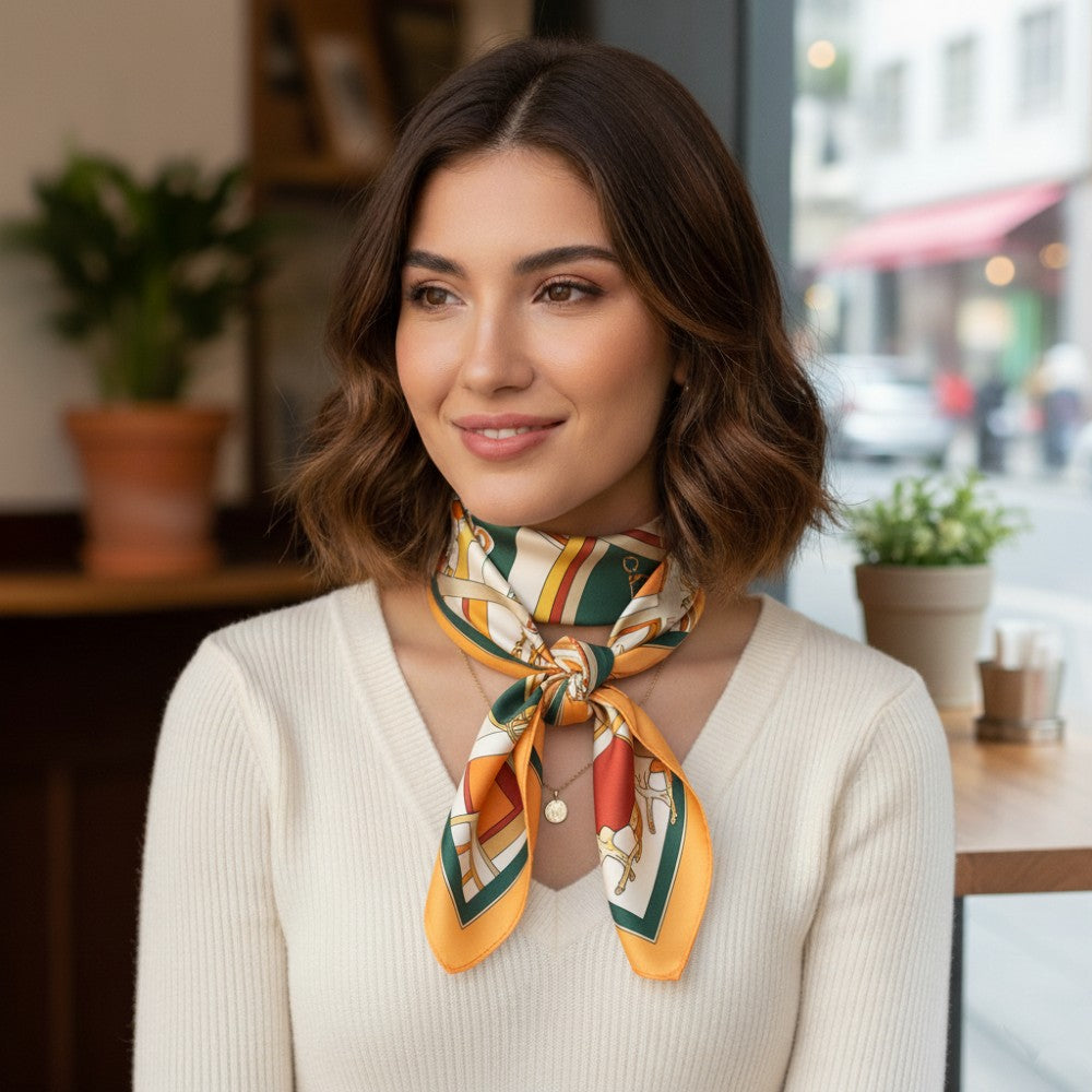 Satin Head Scarf Floral Print A04