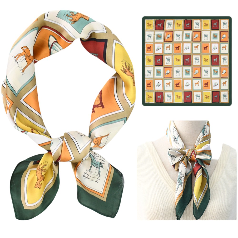 Satin Head Scarf Floral Print A04