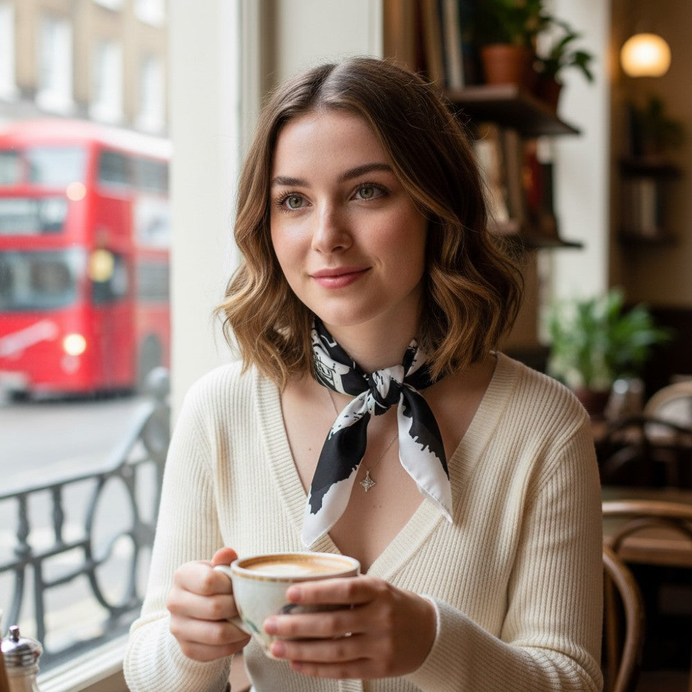 Satin Head Scarf Floral Print A06