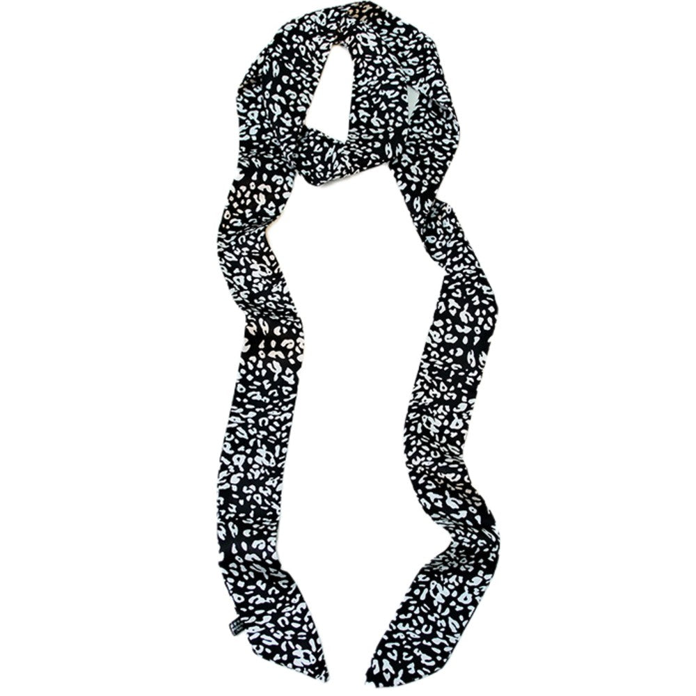 Satin Long Skinny Neck Scarf Necktie Headband Wrap Multi-Purpose Neckerchief - Animal Print