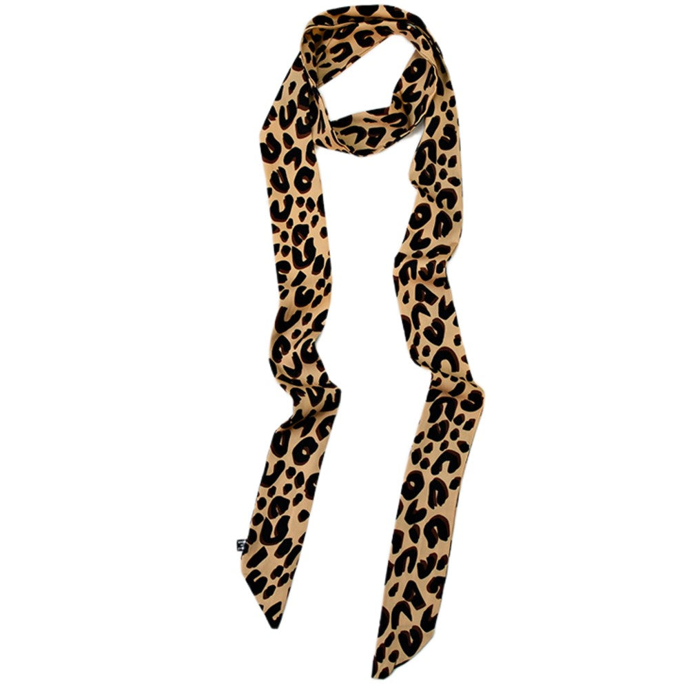 Satin Long Skinny Neck Scarf Necktie Headband Wrap Multi-Purpose Neckerchief - Animal Print