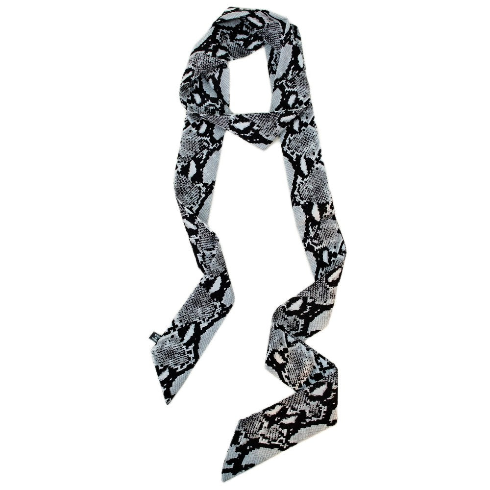 Satin Long Skinny Neck Scarf Necktie Headband Wrap Multi-Purpose Neckerchief - Animal Print