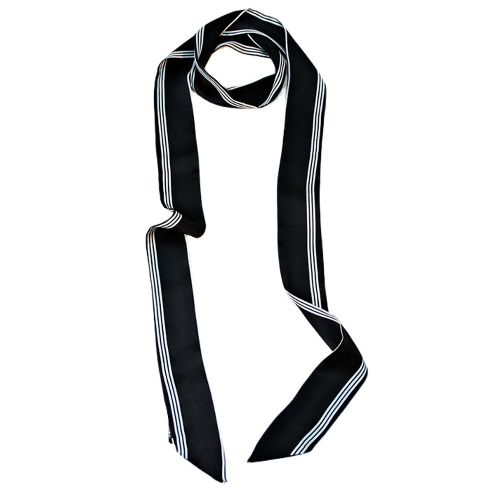 Satin Long Skinny Neck Scarf Necktie Headband Wrap Multi-Purpose Neckerchief - Geometric Print