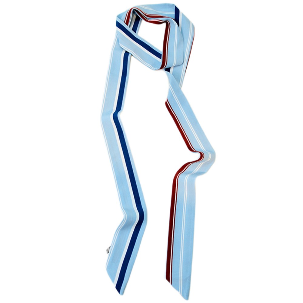 Satin Long Skinny Neck Scarf Necktie Headband Wrap Multi-Purpose Neckerchief - Geometric Print