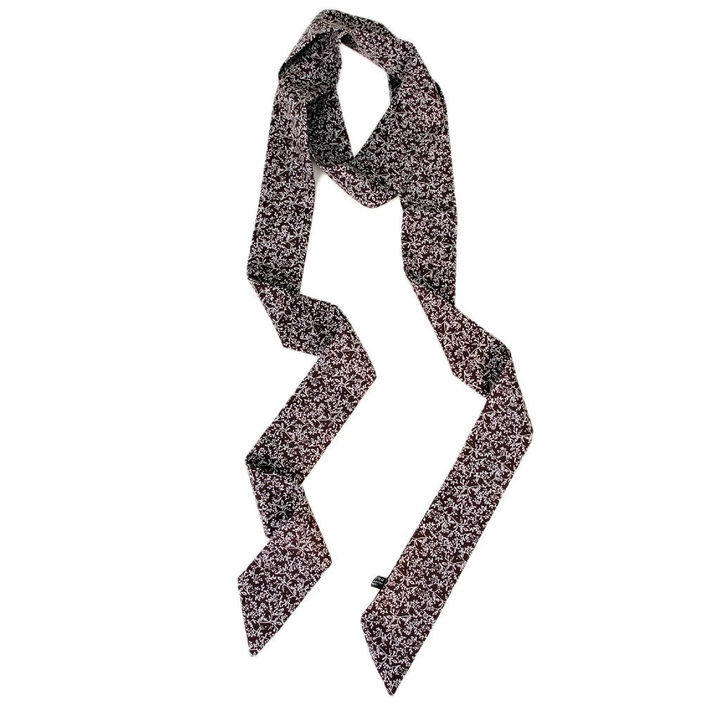 Satin Long Skinny Neck Scarf Necktie Headband Wrap Multi-Purpose Neckerchief - Floral Print