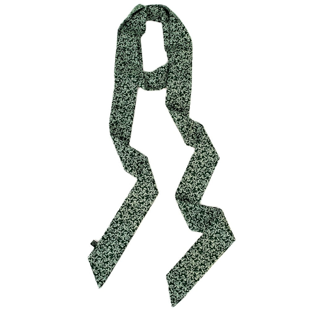 Satin Long Skinny Neck Scarf Necktie Headband Wrap Multi-Purpose Neckerchief - Floral Print