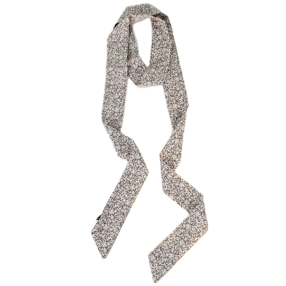 Satin Long Skinny Neck Scarf Necktie Headband Wrap Multi-Purpose Neckerchief - Floral Print