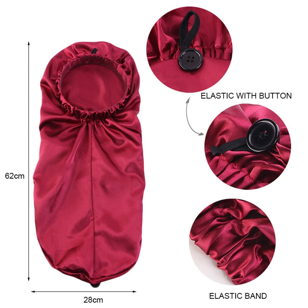 Satin Hair Bonnet for Sleeping Adjustable Sleep Cap for Women Natural Curly Hair