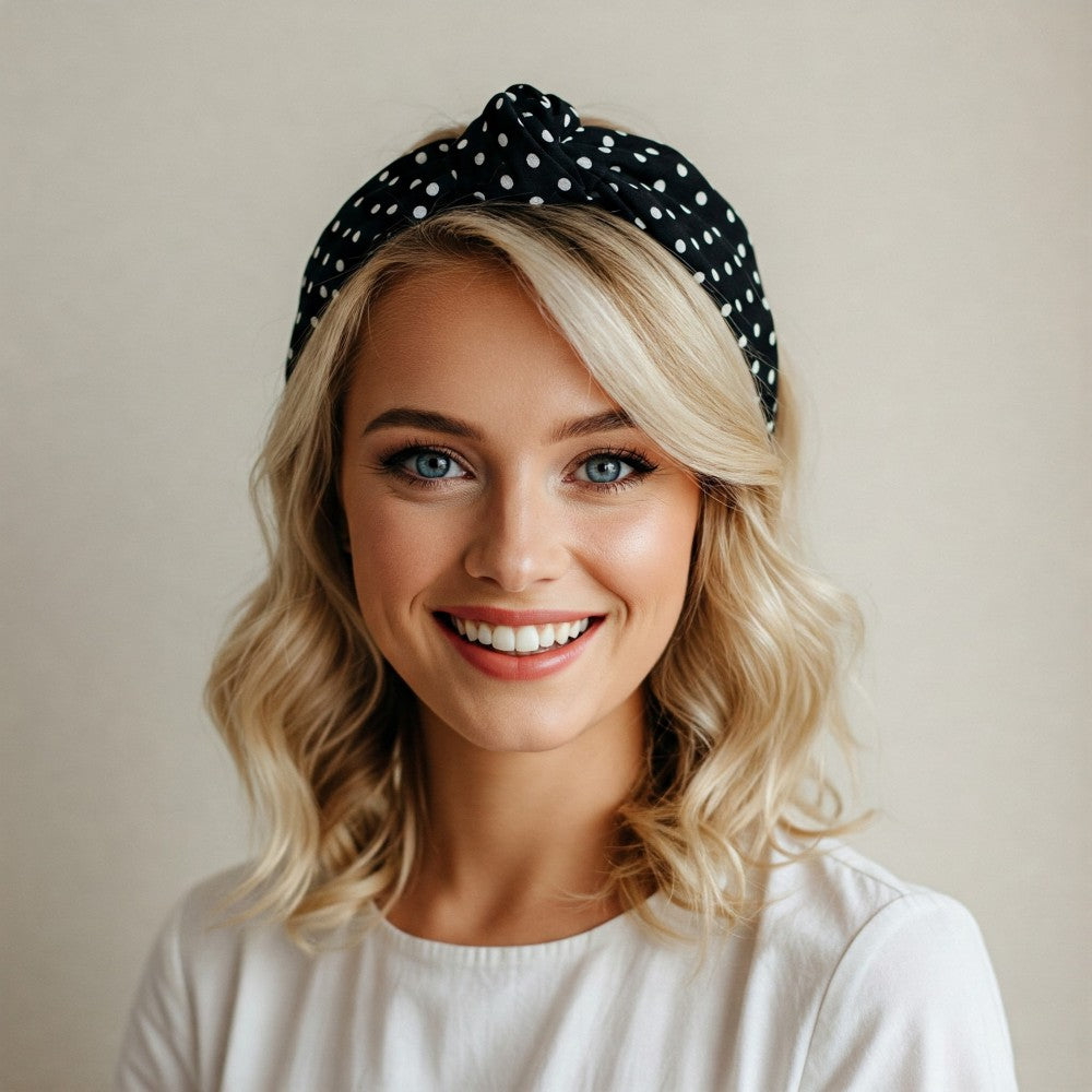 3 Pack Satin Skinny Neck Scarf Elegant Headband Wrap Lightweight Bandana - Polka Dots