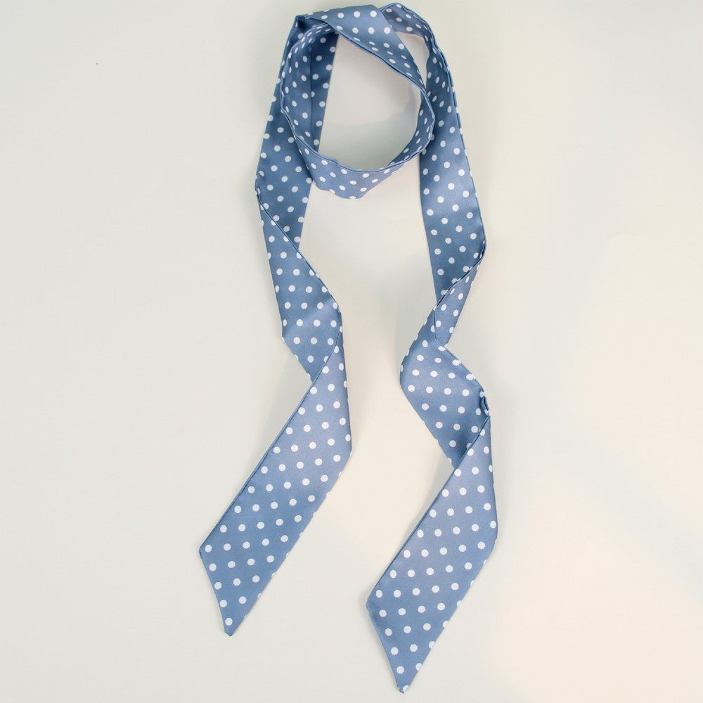 3 Pack Satin Skinny Neck Scarf Elegant Headband Wrap Lightweight Bandana - Polka Dots