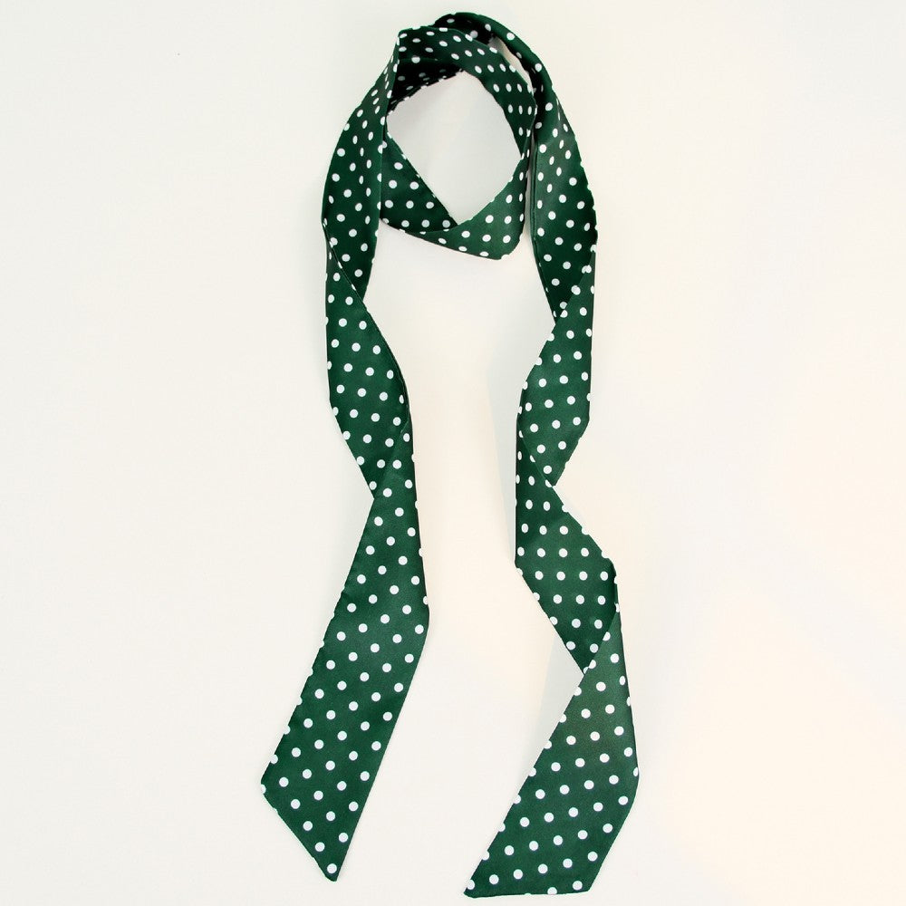 3 Pack Satin Skinny Neck Scarf Elegant Headband Wrap Lightweight Bandana - Polka Dots