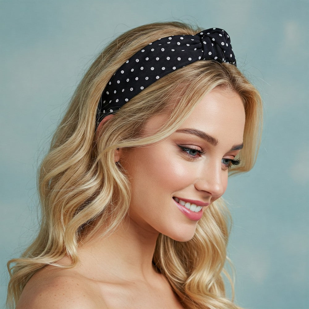 3 Pack Satin Skinny Neck Scarf Elegant Headband Wrap Lightweight Bandana - Polka Dots