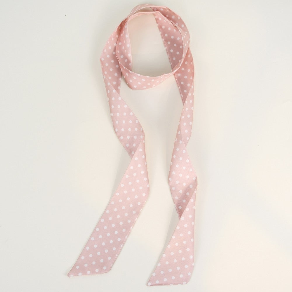 3 Pack Satin Skinny Neck Scarf Elegant Headband Wrap Lightweight Bandana - Polka Dots