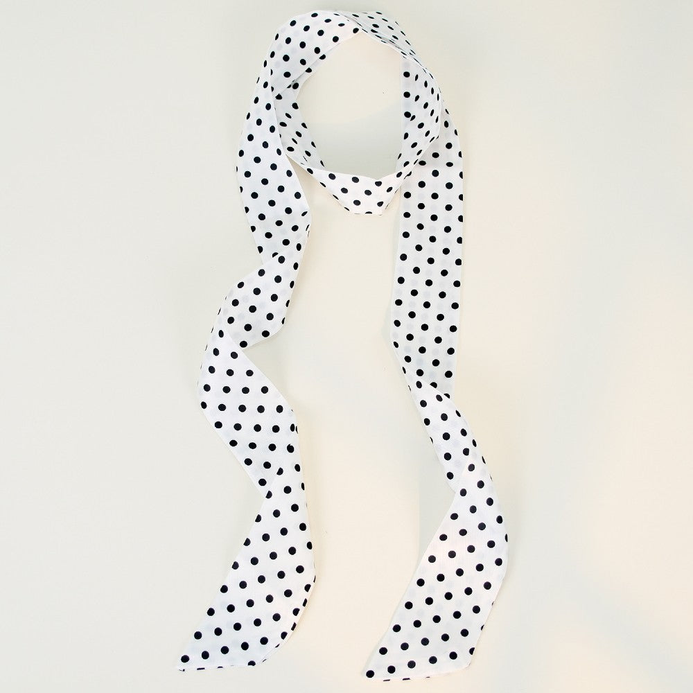 3 Pack Satin Skinny Neck Scarf Elegant Headband Wrap Lightweight Bandana - Polka Dots